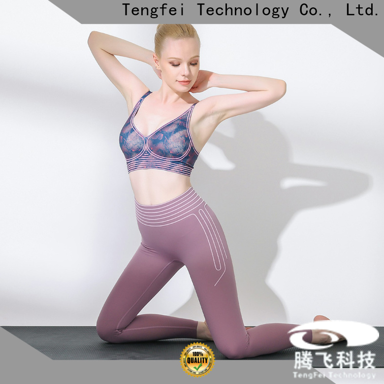 Tengfei high support sports bra button design for gym